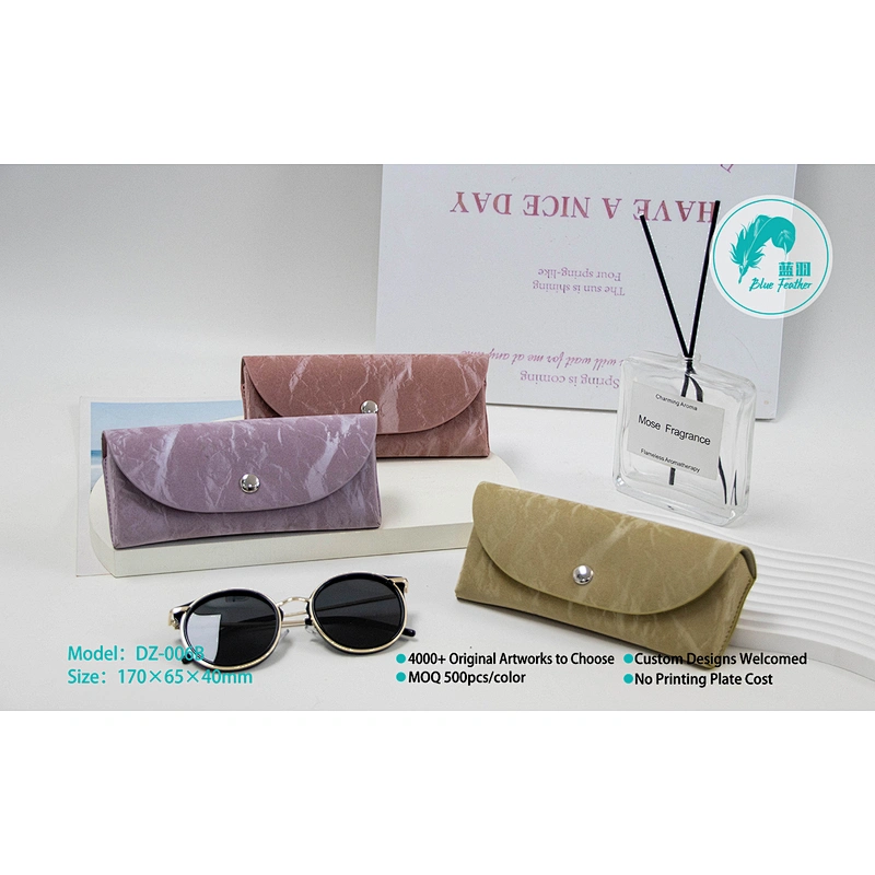 Elegant Semi Soft Eyeglass Case with Textured Finish and Secure Snap Closure